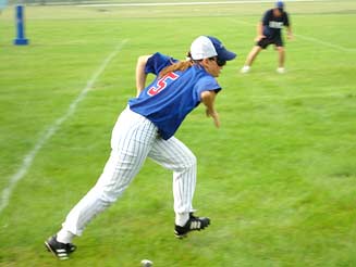 Chicago Commet Player Running the Bases